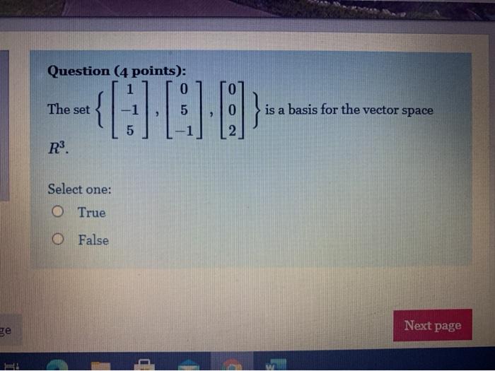 Solved Question (4 points): The set W consisting of all | Chegg.com