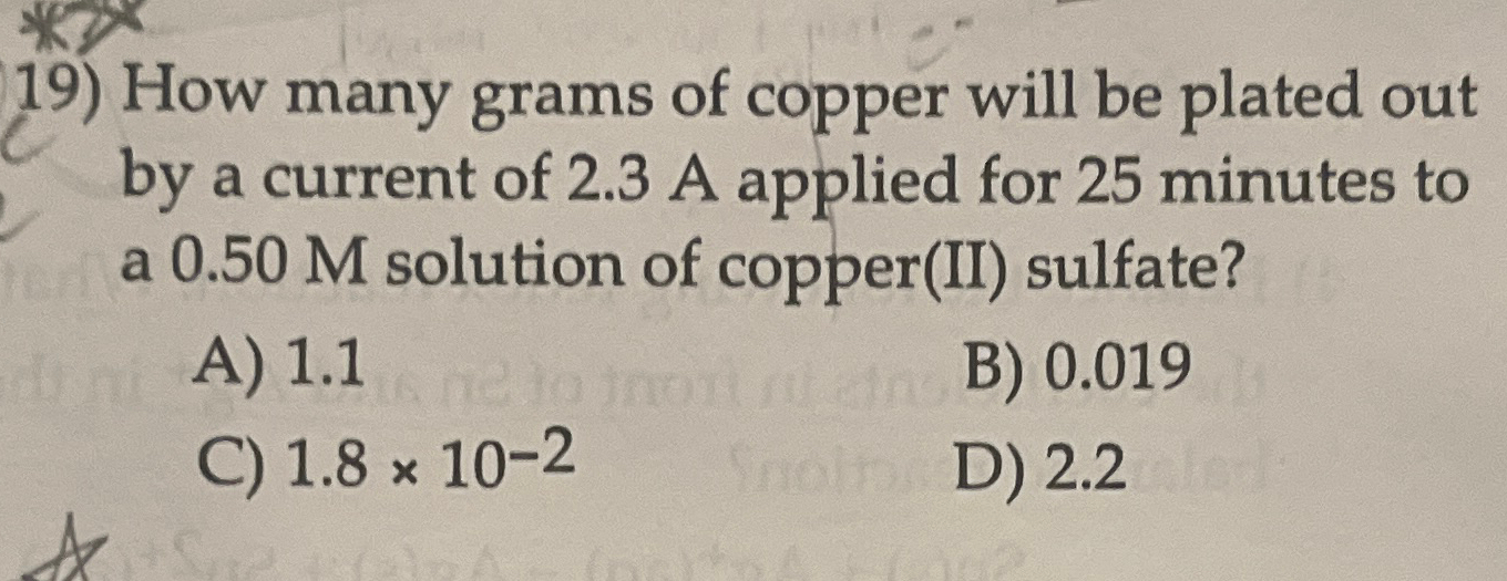 How many grams of copper will be plated out by a | Chegg.com