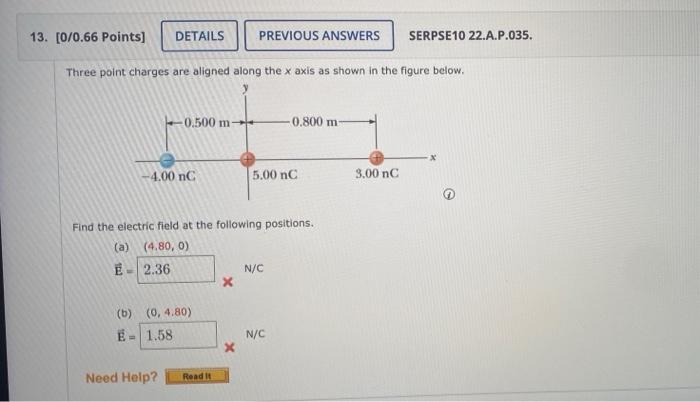 Solved Three Point Charges Are Aligned Along The X Axis As | Chegg.com