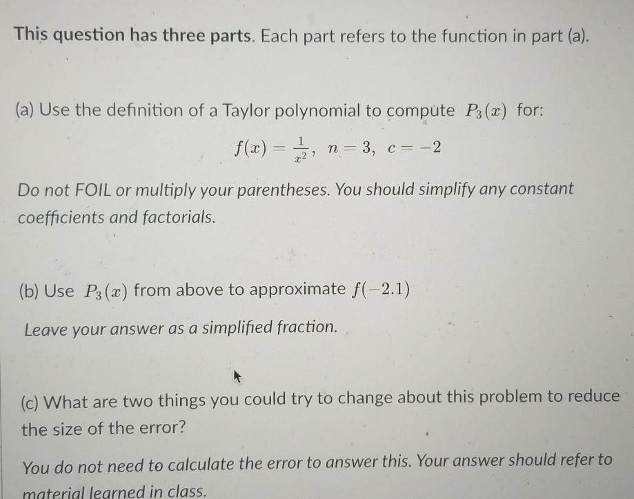 Solved This question has three parts. Each part refers to | Chegg.com