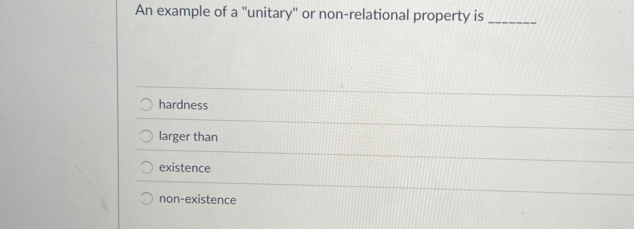 Solved An example of a "unitary" or nonrelational property