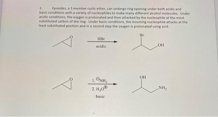 Solved 1. Epoxides, a 3 member cyclic ether, can undergo | Chegg.com