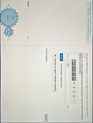 Solved A motor gives gear A an angular acceleration of | Chegg.com