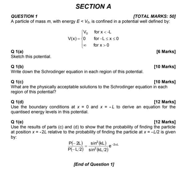 Solved Section A Question 1 Total Marks 50 A Particle Chegg Com