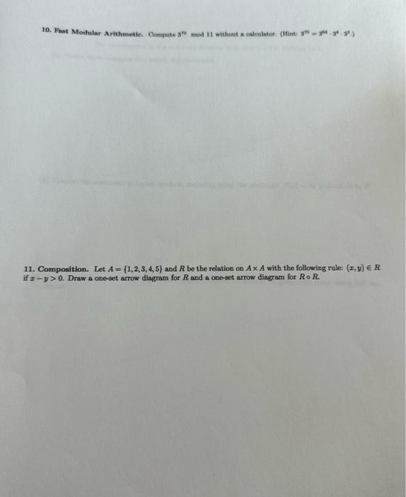 Solved 10-11 For 10 i need help in computimg 3^70 mod 11 | Chegg.com