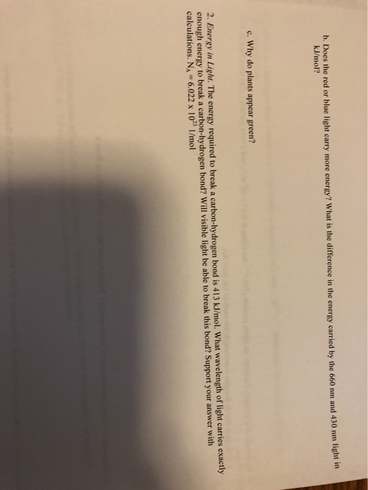 Solved b. Does the red or blue light carry more energy? What | Chegg.com