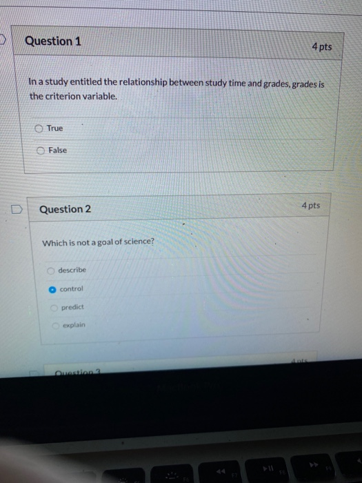 Solved Question 1 4 pts In a study entitled the relationship | Chegg.com