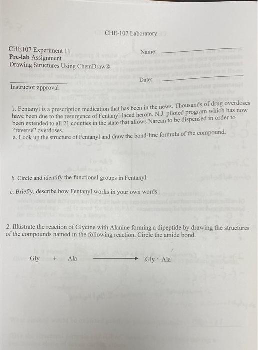 Solved CHE107 Laboratory Name CHE 107 Experiment 11