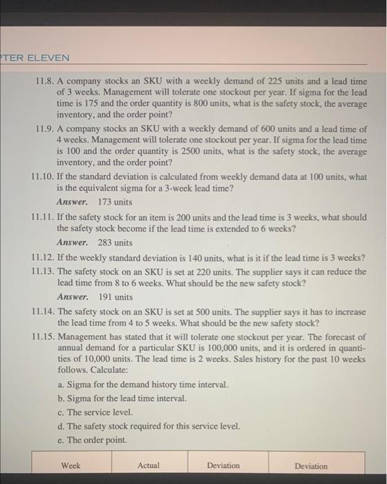 Solved 11.10. If the standard deviation is calculated from | Chegg.com