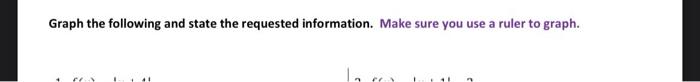 Graph the following and state the requested information. Make sure you use a ruler to graph.