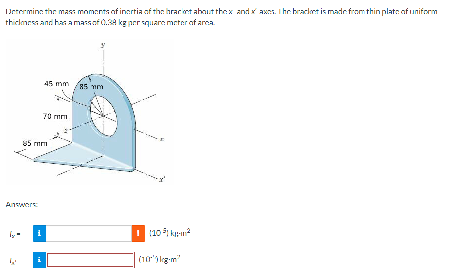 Solved Determine the mass moments of inertia of the bracket | Chegg.com