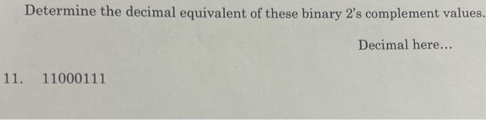 2 complement binary to decimal