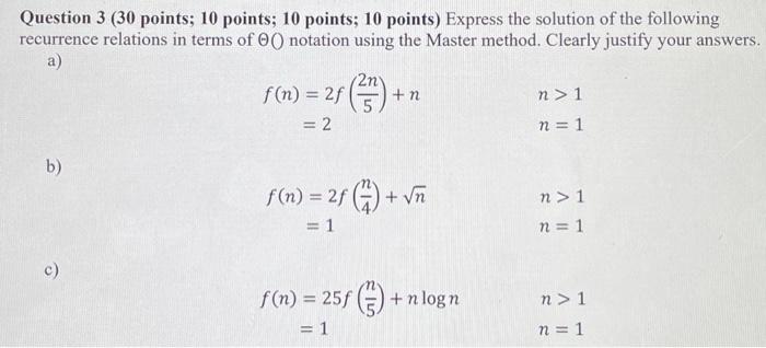 Solved Question 3 ( 30 points; 10 points; 10 points; 10 | Chegg.com