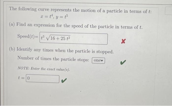 Solved The following curve represents the motion of a | Chegg.com