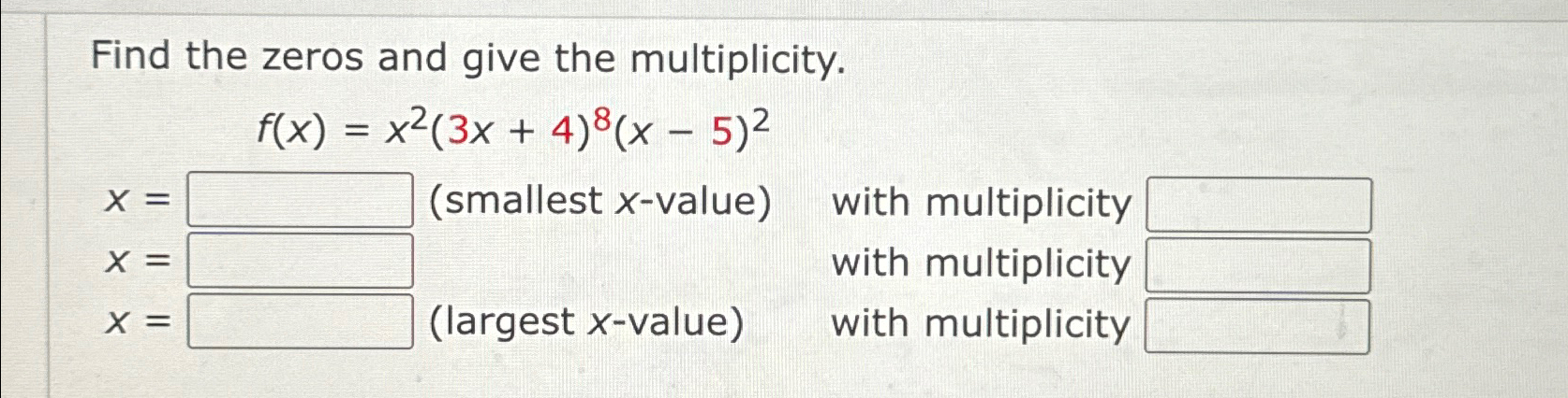 Solved Find the zeros and give the | Chegg.com