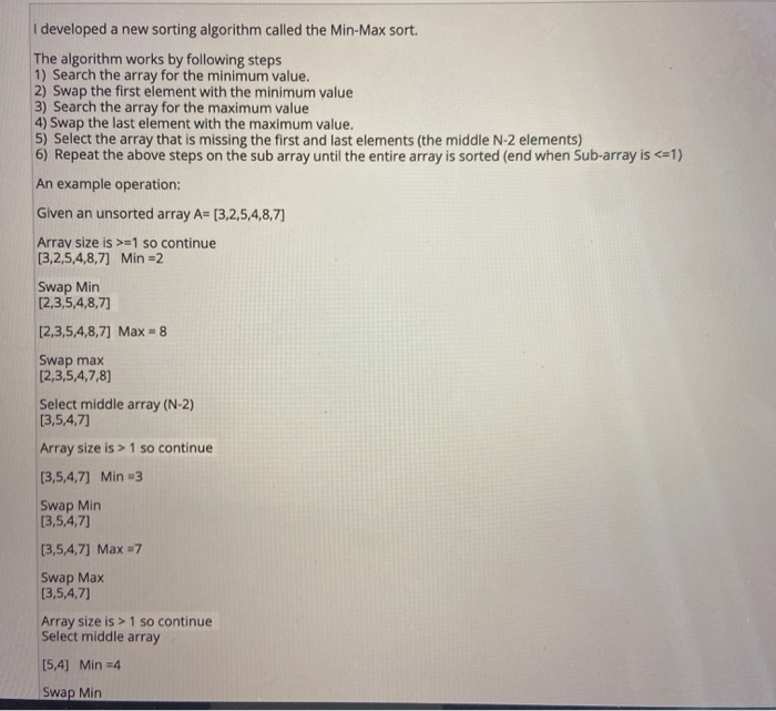 Solved I developed a new sorting algorithm called the | Chegg.com