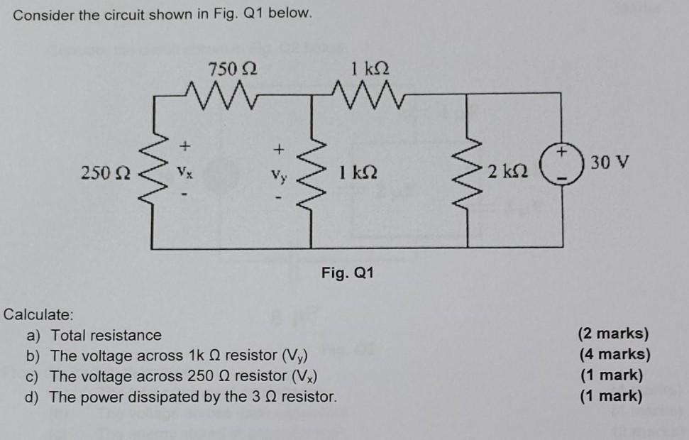Solved Consider the circuit shown in Fig. Q1 below. 750 Ω ΚΩ | Chegg.com