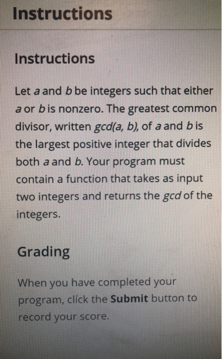 Solved Instructions Instructions Let a and b be integers | Chegg.com