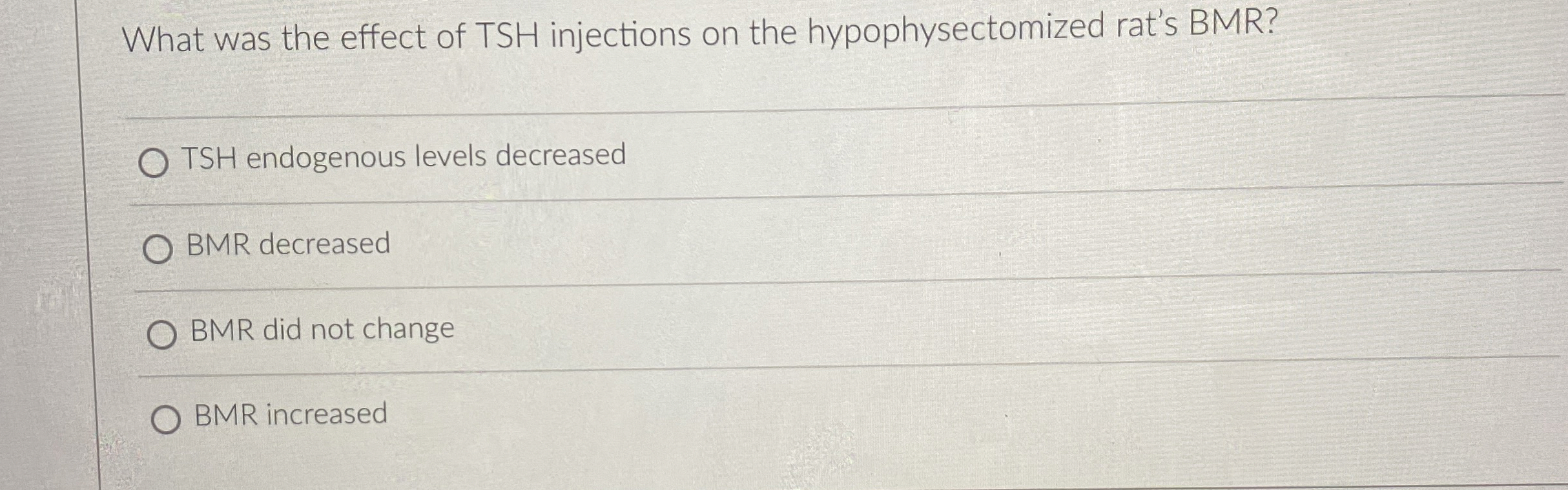 Solved What was the effect of TSH injections on the | Chegg.com