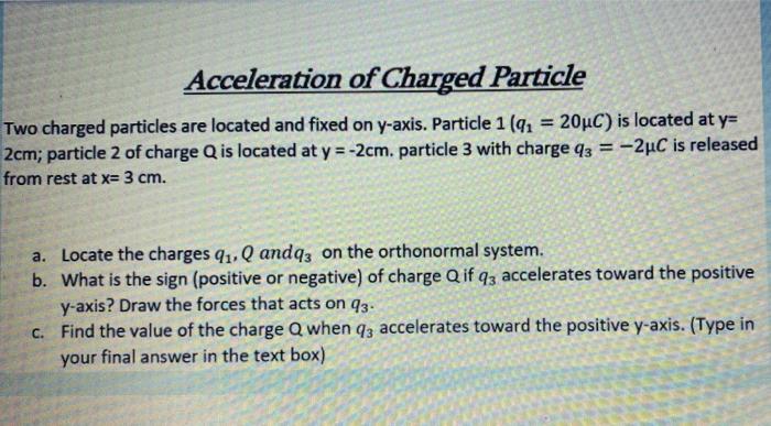 Solved Acceleration Of Charged Particle Two Charged | Chegg.com