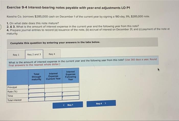 Solved Exercise 9-4 Interest-bearing notes payable with | Chegg.com