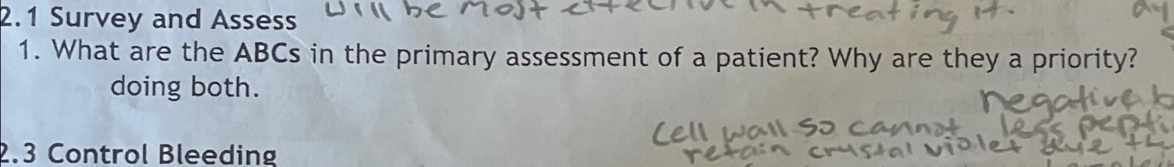 Solved What are the ABC s in the primary assessment of a | Chegg.com