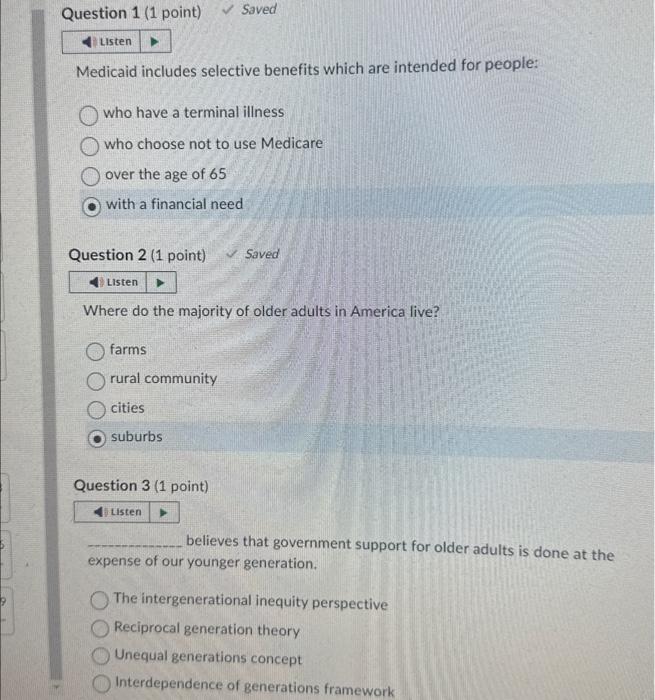 Solved Medicaid includes selective benefits which are