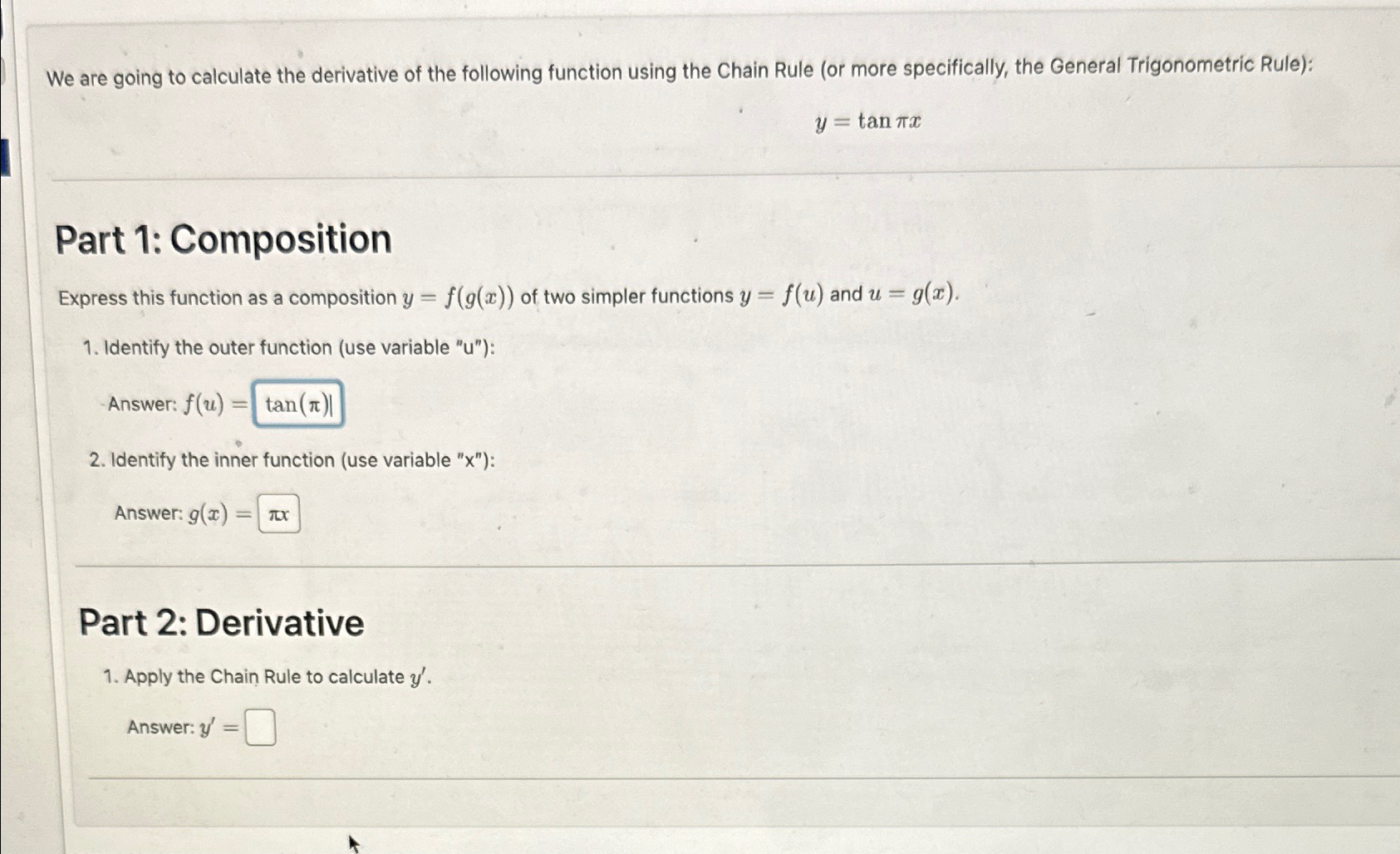 Solved We are going to calculate the derivative of the | Chegg.com