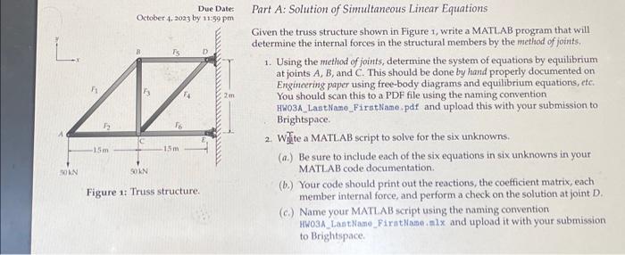 Due Date: Part A: Solution of Simultaneous Linear | Chegg.com