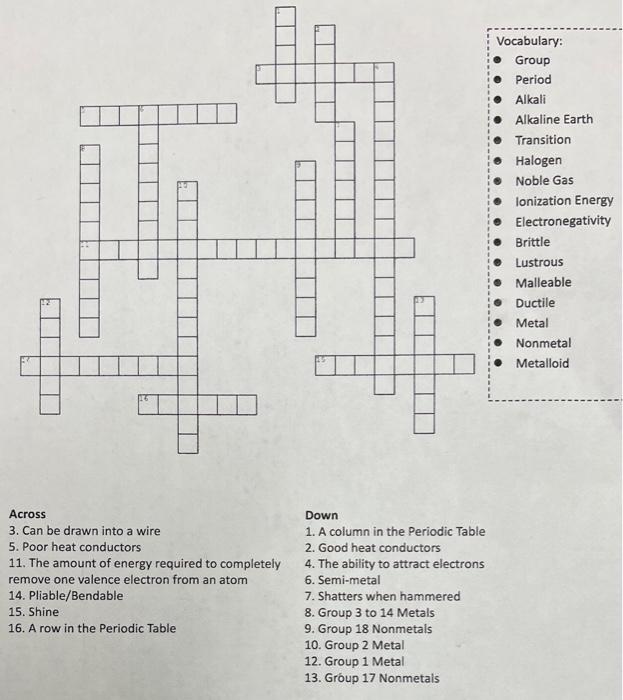 Solved Across Down 3. Can be drawn into a wire 1. A column | Chegg.com