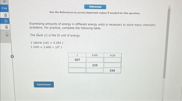 Solved Expressing Amounts Of Energy In Different Energy | Chegg.com