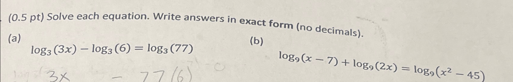 Solved (0.5 ﻿pt) ﻿Solve each equation. Write answers in | Chegg.com