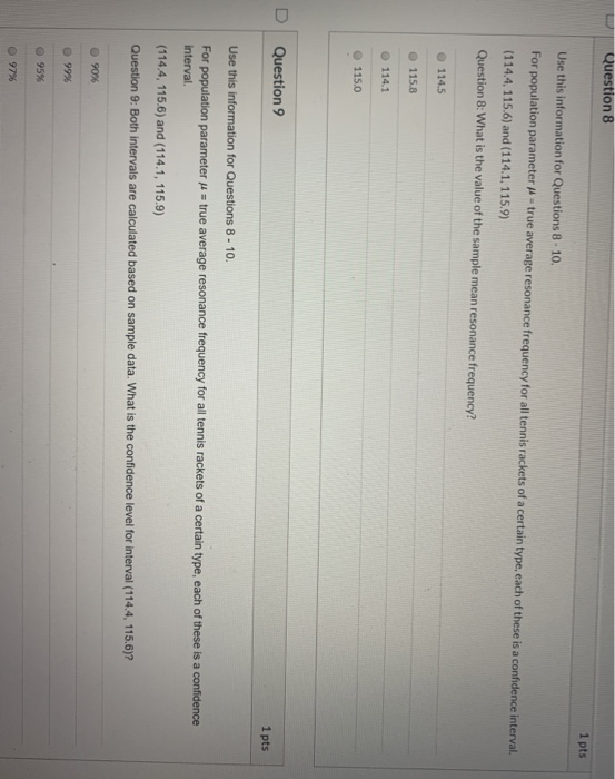 Solved: Question 8 1 Pts Use This Information For Question... | Chegg.com