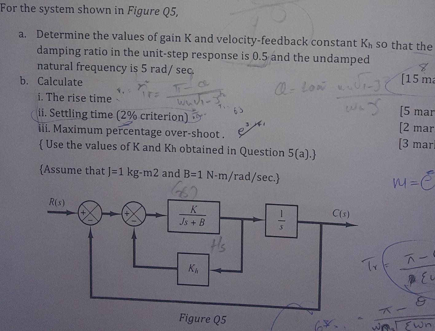 Solved For the system shown in Figure Q5, a. Determine the | Chegg.com
