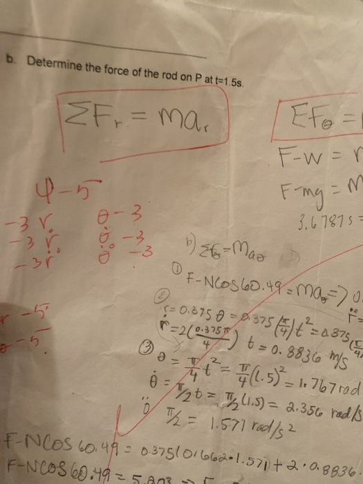 Solved B Determine The Force Of The Rod On P At T 1 5s E Chegg Com