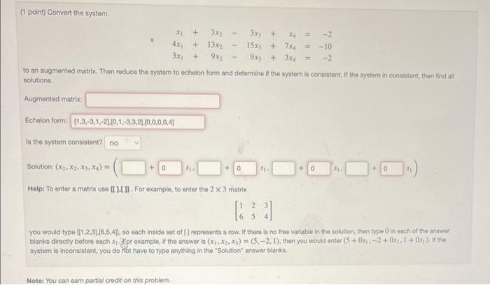 Solved (1 point) Convert the system | Chegg.com