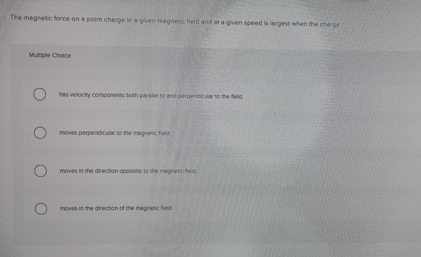 Solved The magnetic force on a point charge in a given | Chegg.com