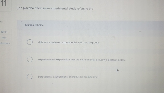 the placebo effect in an experimental study refers to