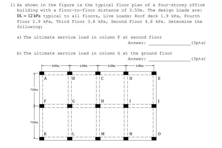 Solved 1) As shown in the figure is the typical floor plan | Chegg.com