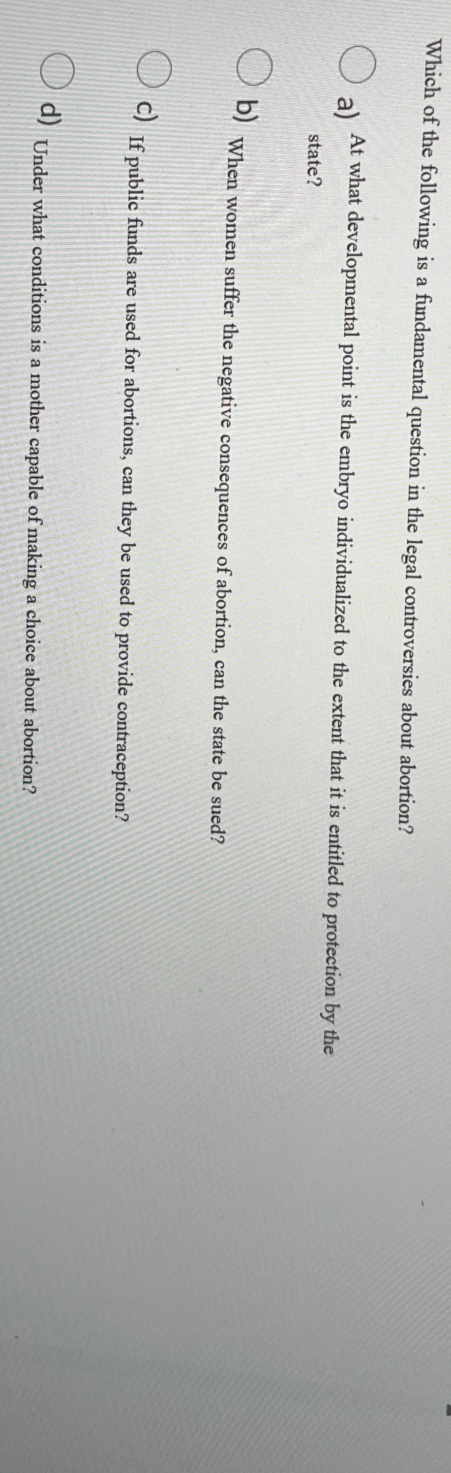 Solved Which of the following is a fundamental question in | Chegg.com