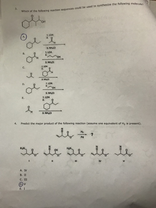 Solved What Is The Product Of The Following Reaction Sequ Chegg Com