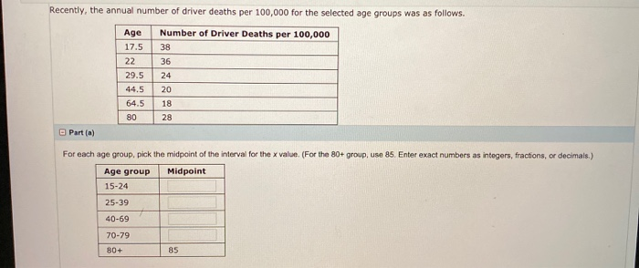 Solved Recently, the annual number of driver deaths per | Chegg.com