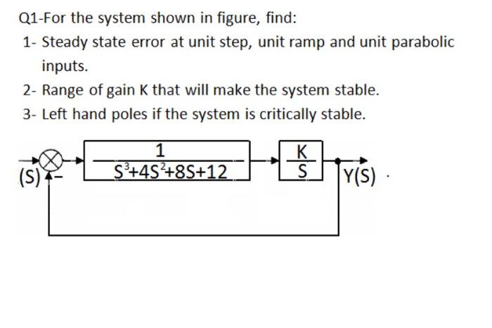 Solved Q1-For the system shown in figure, find: 1- Steady | Chegg.com