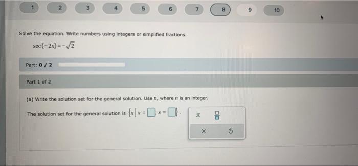 Solved 2 8 10 Solve the equation. Write numbers using | Chegg.com