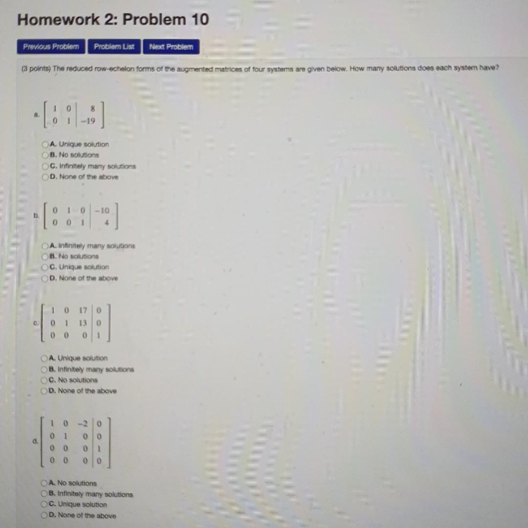 Solved Homework 2: Problem 10 Previous Problem Problem List | Chegg.com