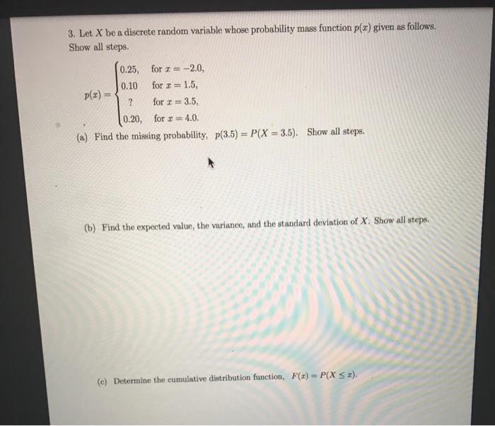 Solved 3. Let X be a discrete random variable whose | Chegg.com