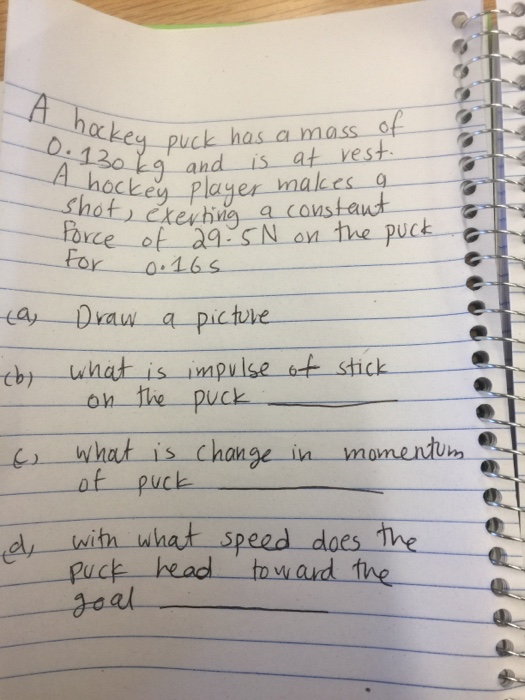 Solved A hockey f 0.130 kg A hockey key puck has a mass of