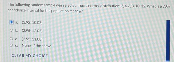 Solved The following random sample was selected from a | Chegg.com