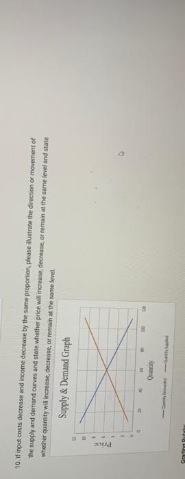 Solved 10. If input costs decrease and income decrease by | Chegg.com