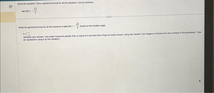 Solved Solve the equation. Give a geneal formila for all the | Chegg.com